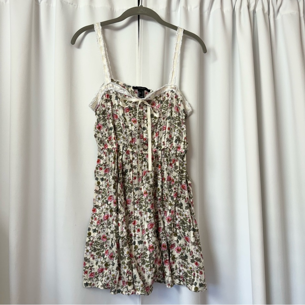 NWOT F21 Floral Multicolor Cotton Sleeveless Mini Summer Dress